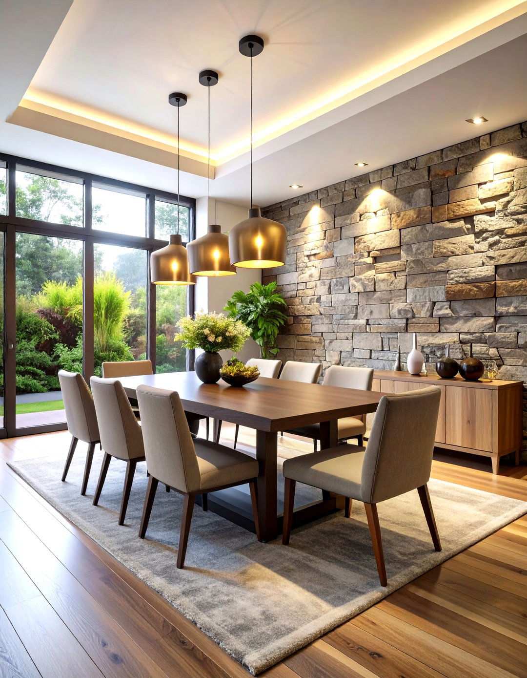 Stacked Stone or Tile Feature - 24 High Ceiling Tall Wall Decor Ideas