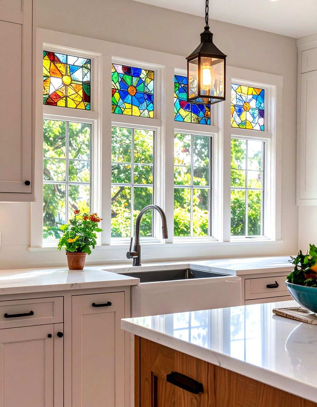 Stained Glass Accent Windows - 24 Kitchen Window Ideas Over Sink