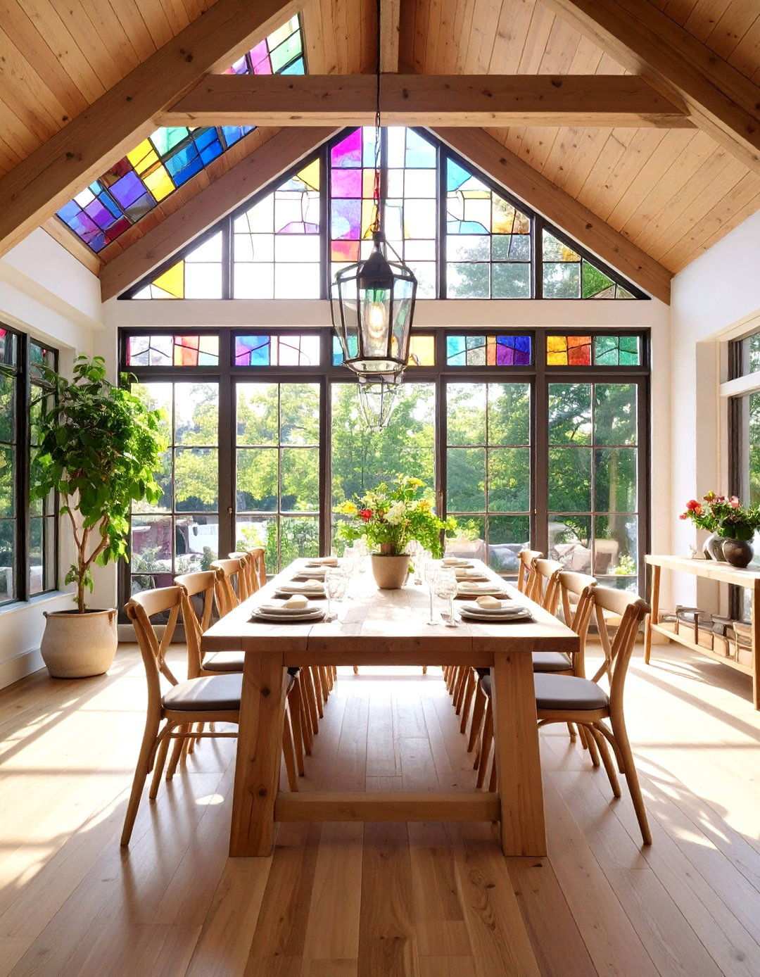 Stained Glass and Beam Combinations - 24 Rustic Ceiling Ideas