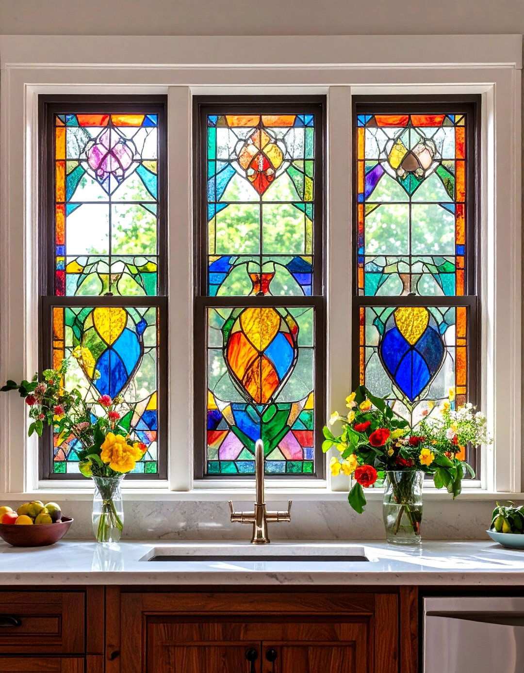 Stained Glass Window Accents - 24 Tudor Kitchen Ideas