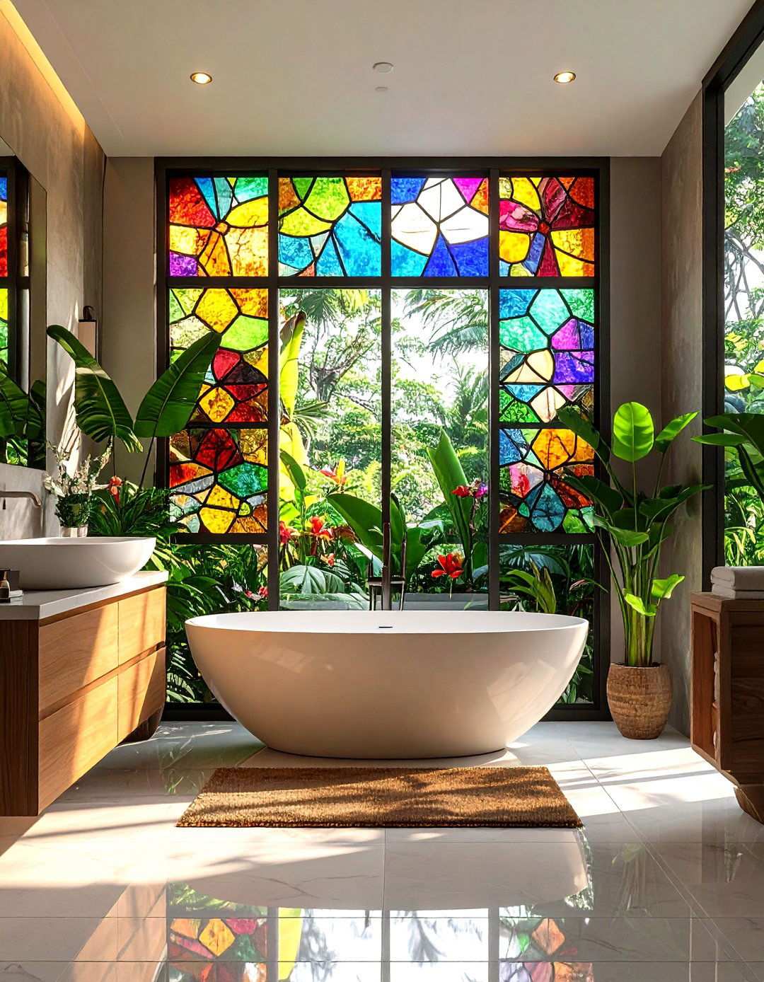 Stained Glass Window Privacy - 24 Victorian Bathroom Ideas