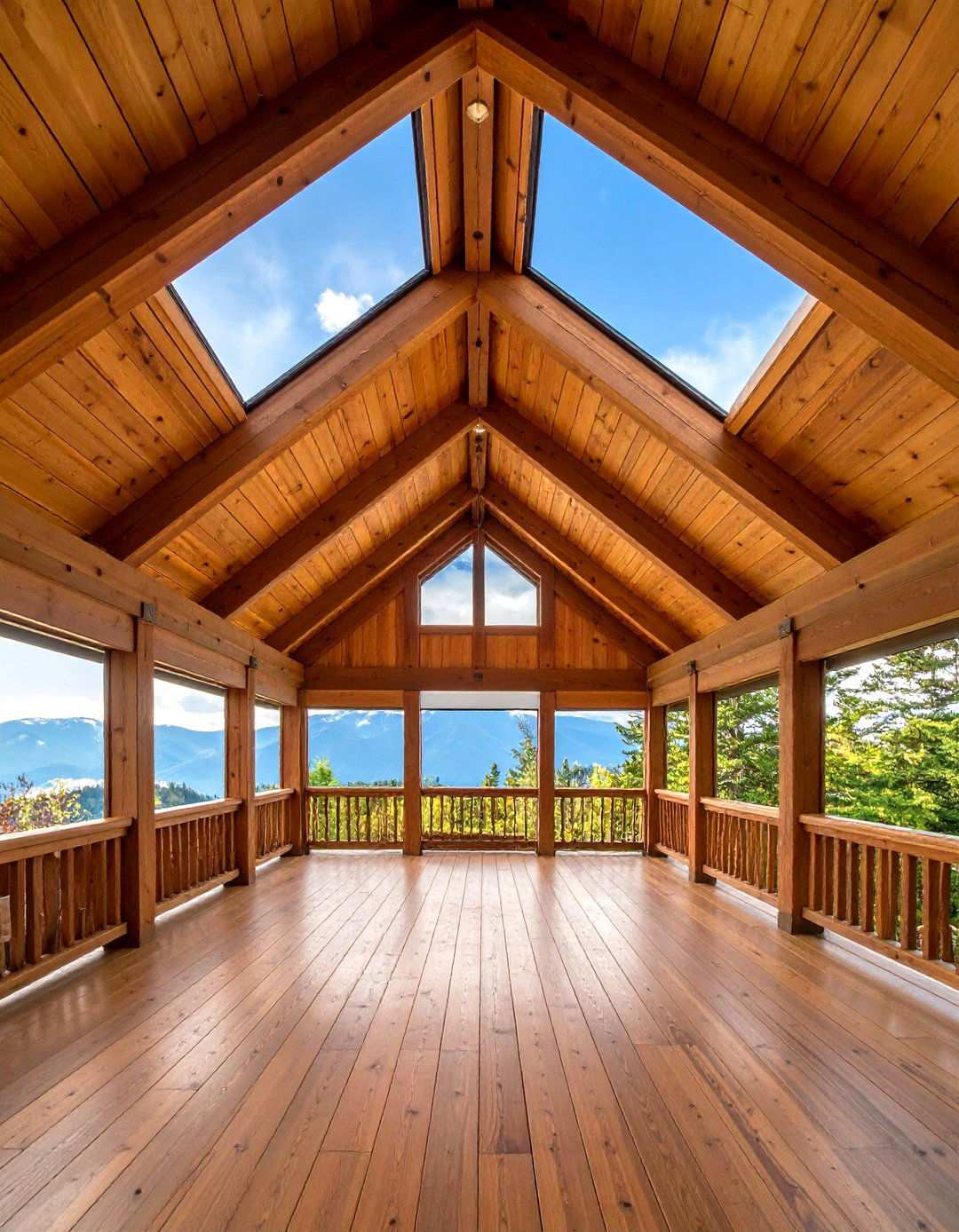 Stained Wood Plank Cathedral Design - 24 Porch Ceiling Ideas