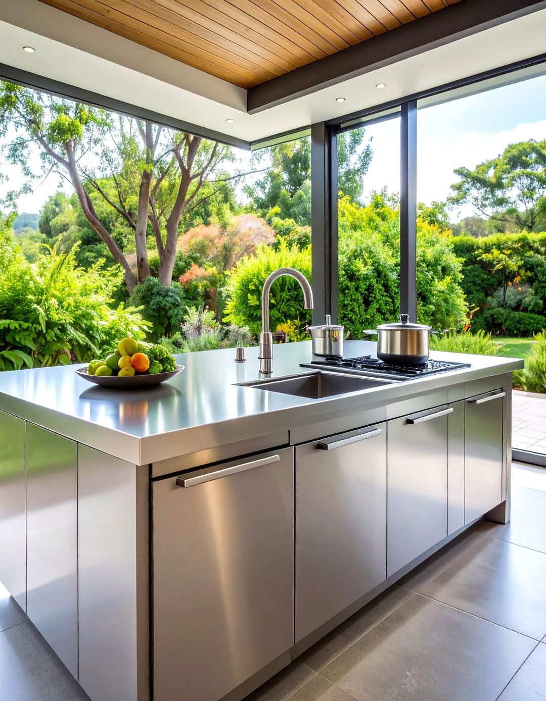 Stainless Steel Commercial Grade Installation - 24 Outdoor Kitchen Countertop Ideas