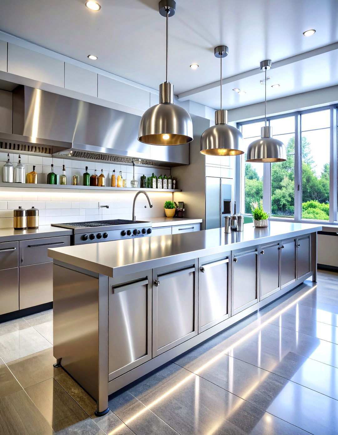 Stainless Steel Commercial Style Bar - 24 Kitchen Bar Ideas