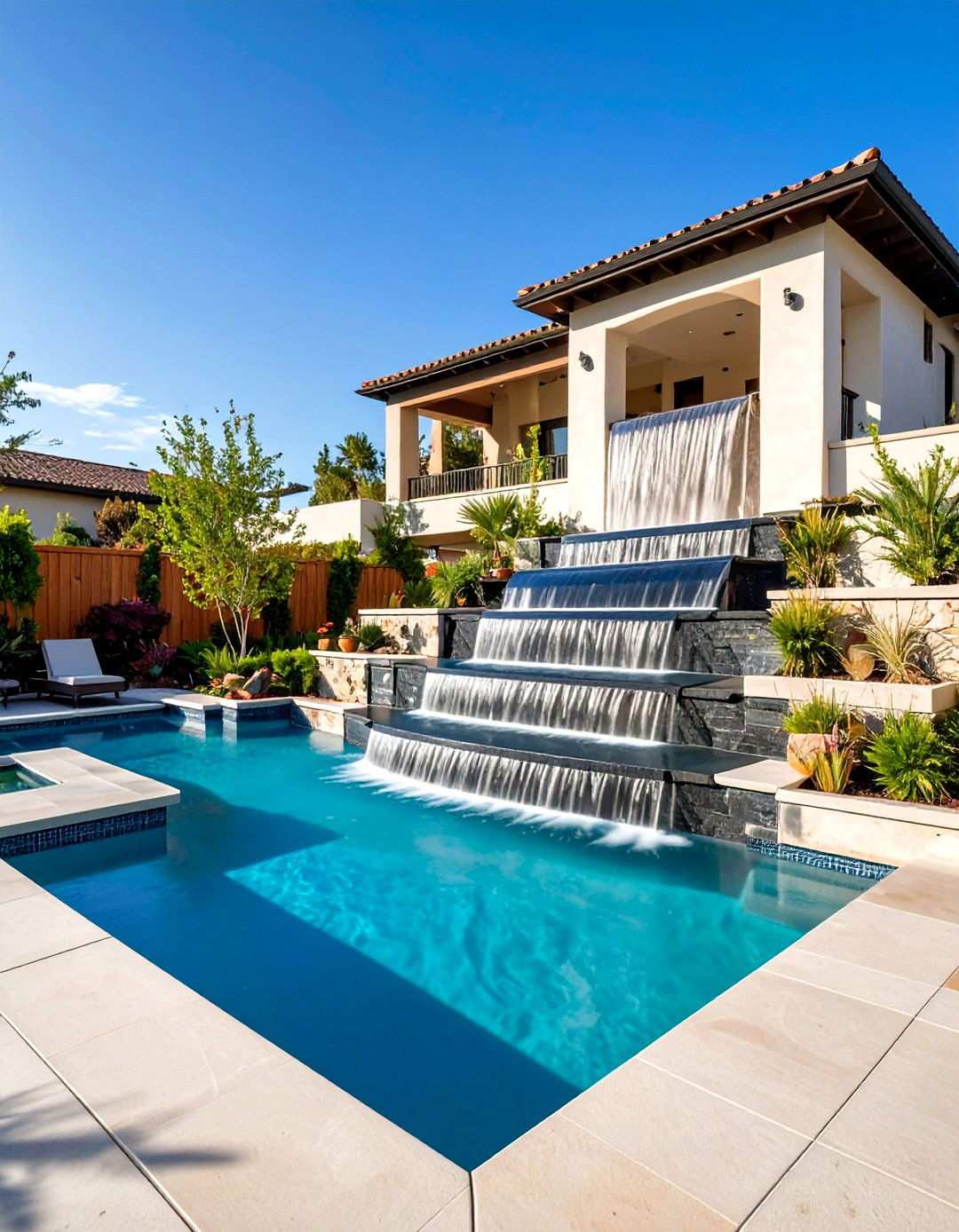 Staircase Water Features - 24 Small Pool Waterfall Ideas