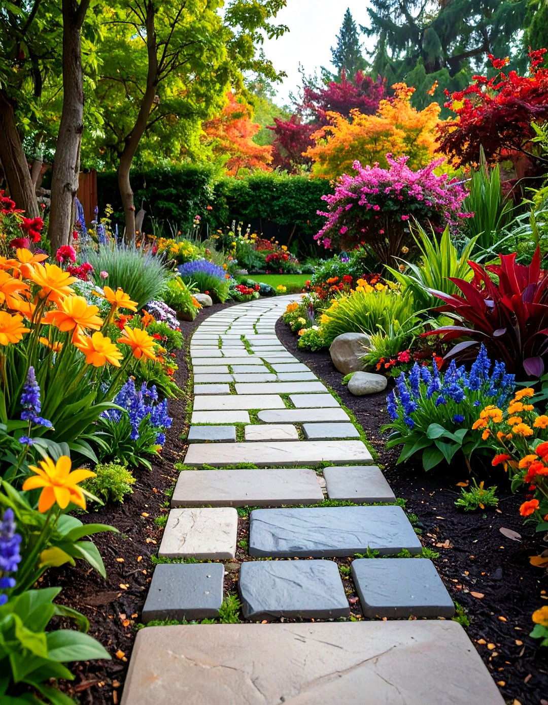 Stamped Concrete Decorative Pattern - 24 Stepping Stone Walkway Ideas