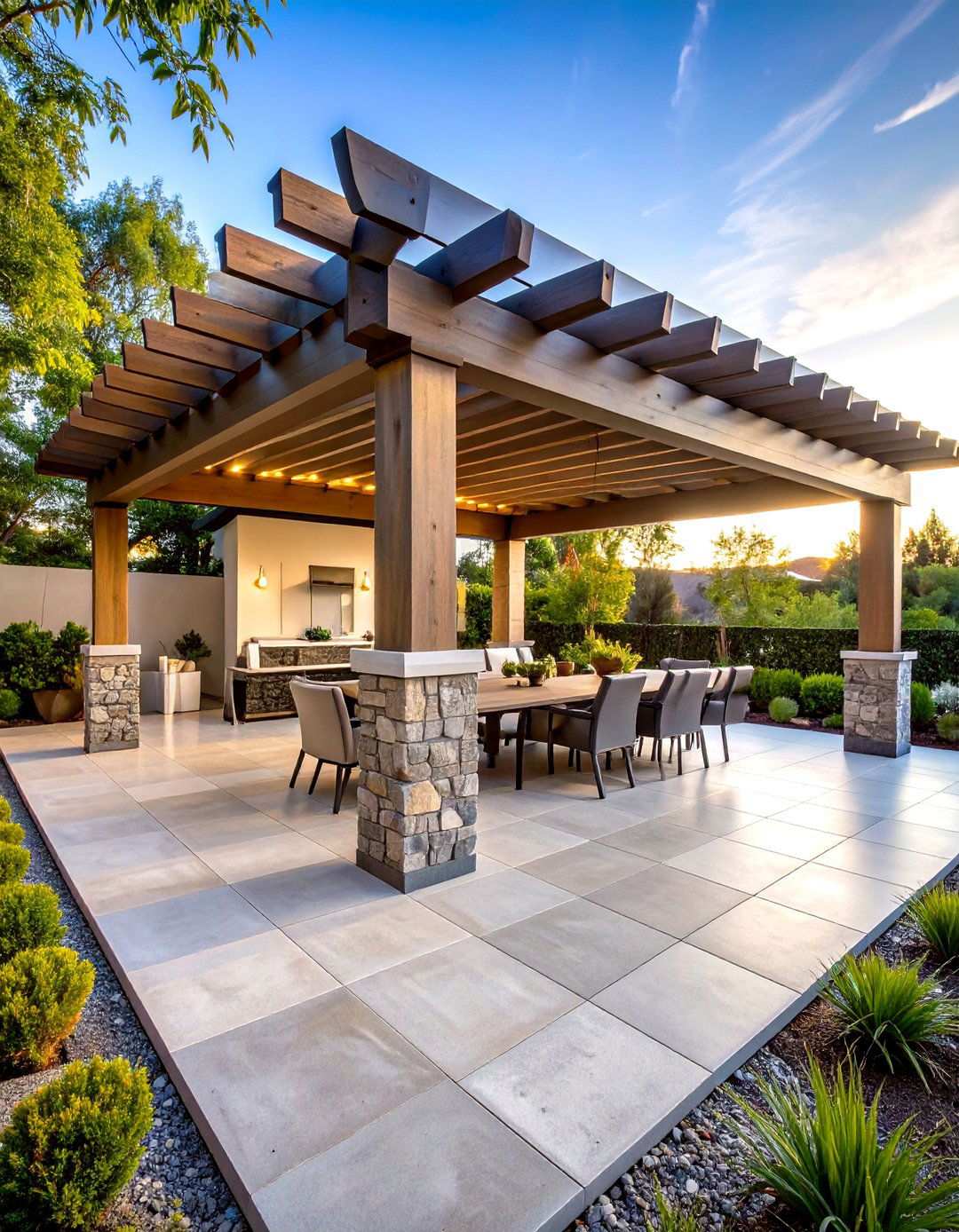 Stamped Concrete Pergola Foundations - 24 Pergola Flooring Ideas