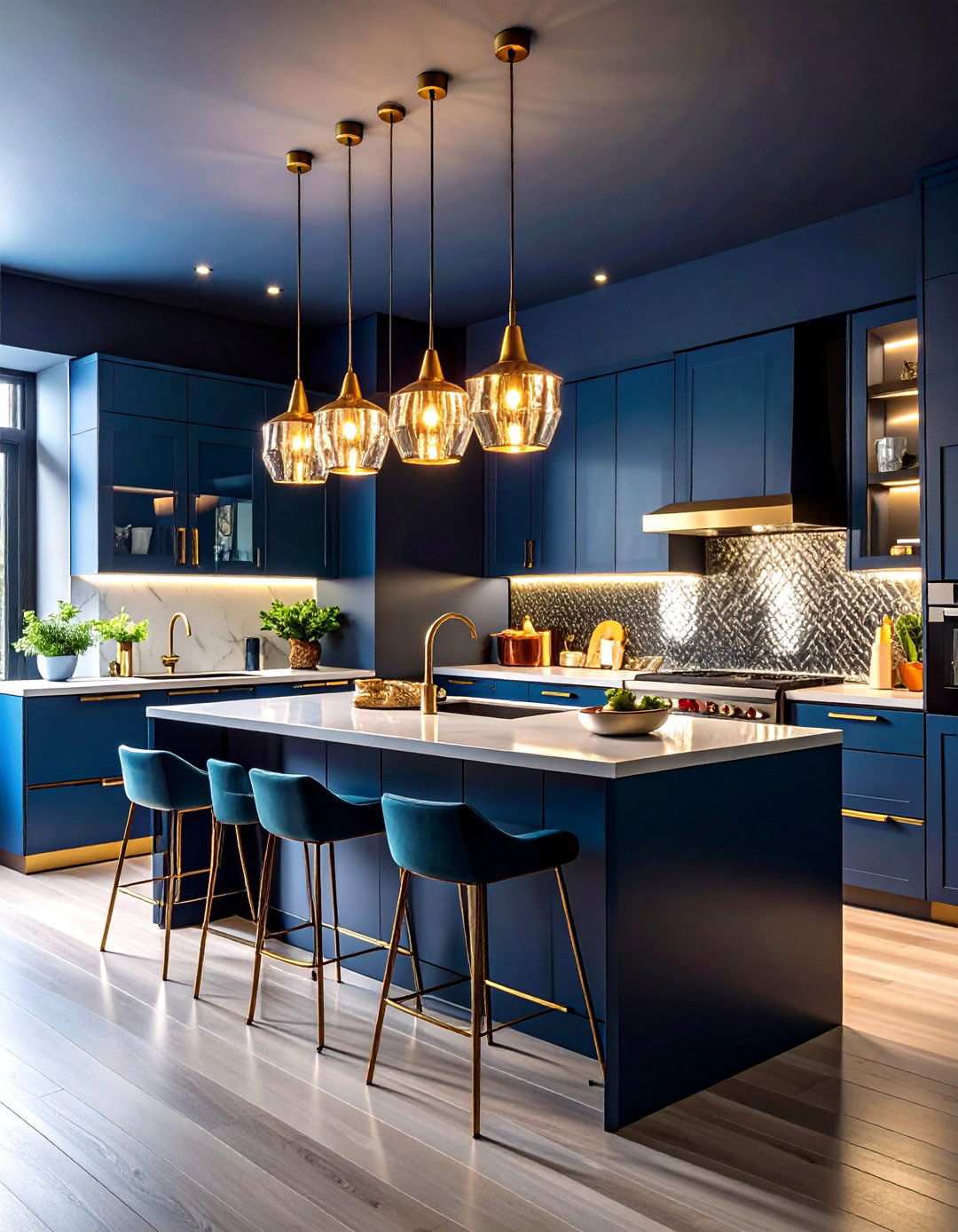 Statement Lighting Kitchen with Dramatic Fixtures - 24 Maximalist Kitchen Decor Ideas