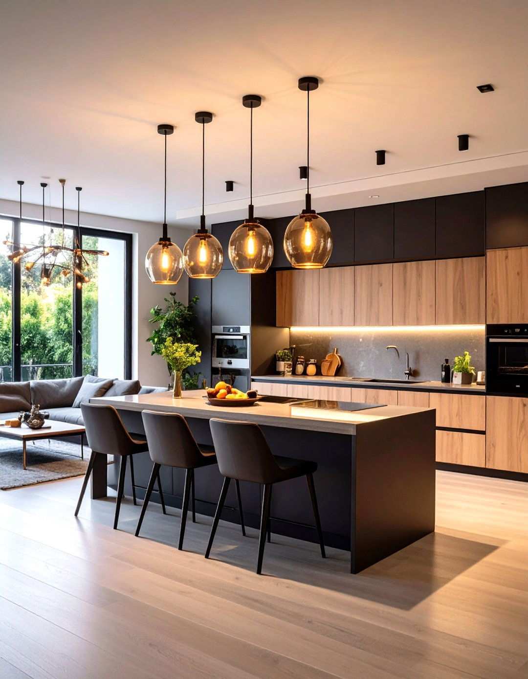 Statement Lighting Open Kitchen Living Room - 24 Open Kitchen Living Room Ideas