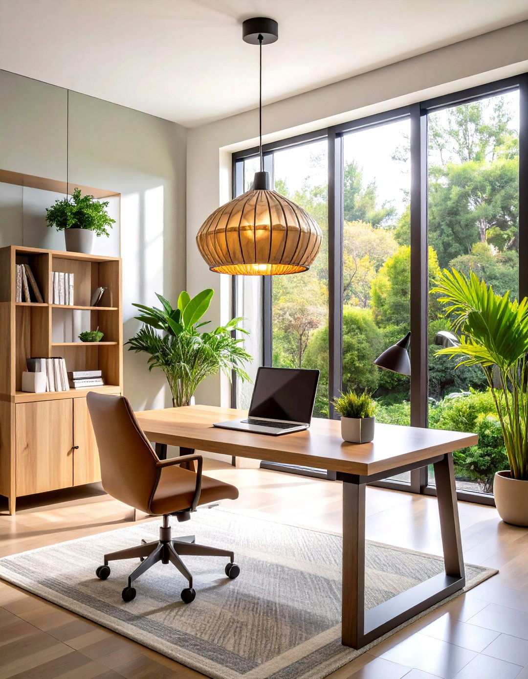 Statement Pendant Lighting Over Workspace - 24 Home Office Lighting Ideas