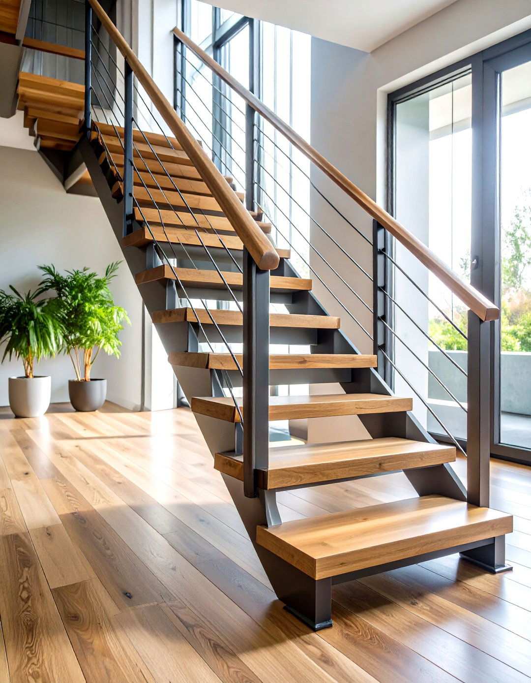 Steel and Wood Combination Design - 24 Staircase Ideas