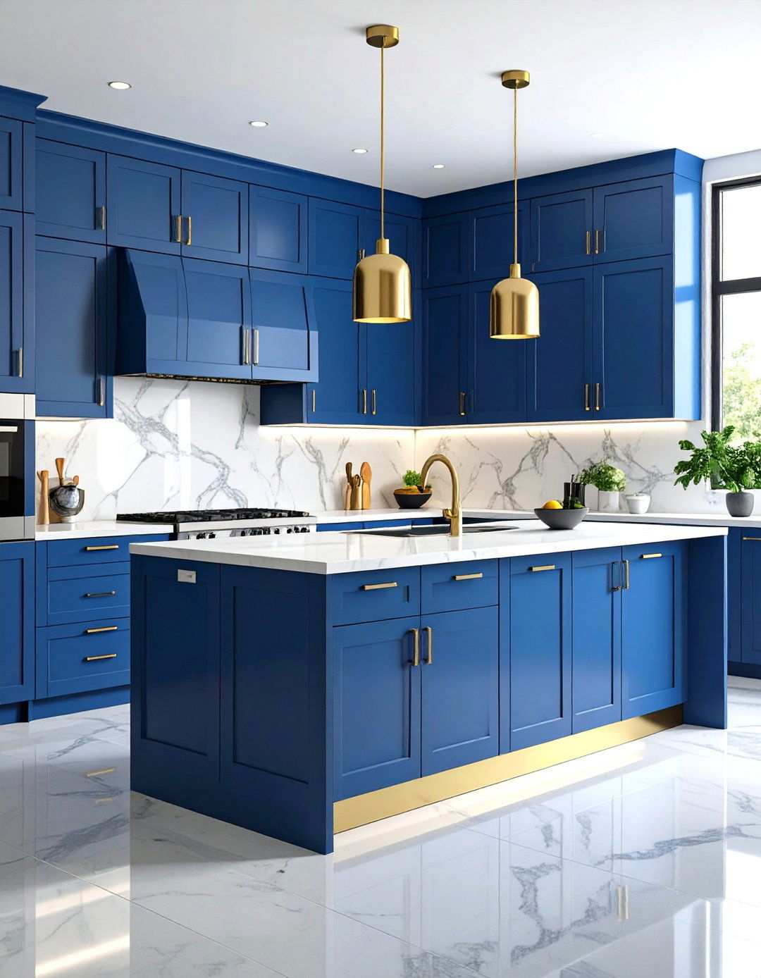 Steel Blue Engineered Stone Contemporary Kitchen - 24 kitchens with blue countertops