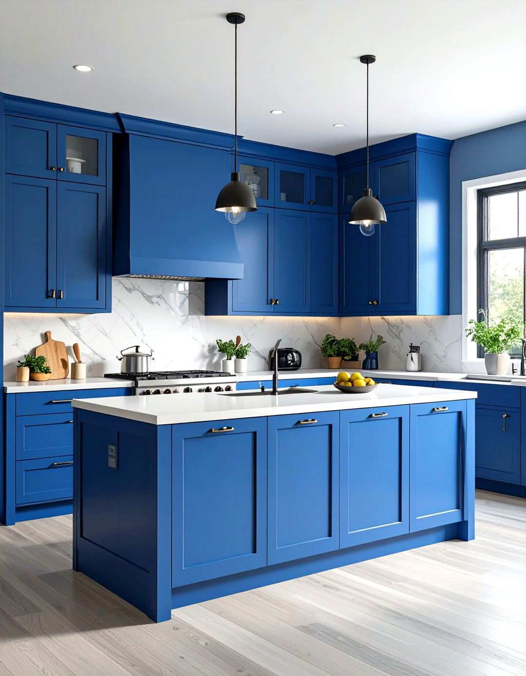 Steel Blue Kitchen Cabinetry Elegance - 24 Monochromatic Color Schemes for Rooms