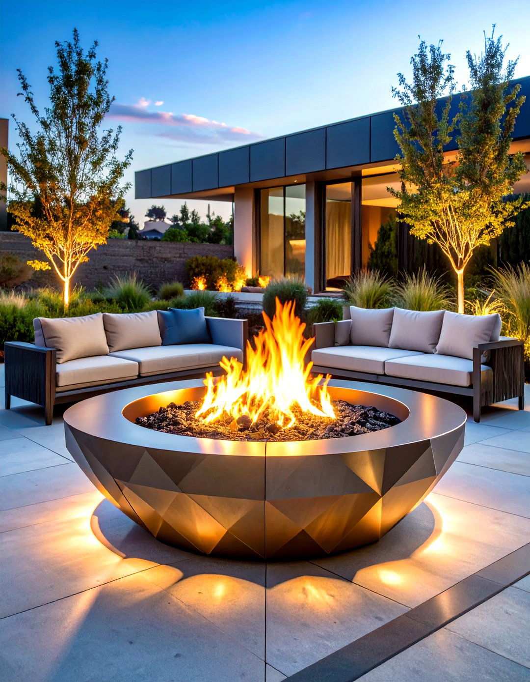Steel Fire Bowl Centerpiece Elements - 24 Mid-century Modern Patio Ideas