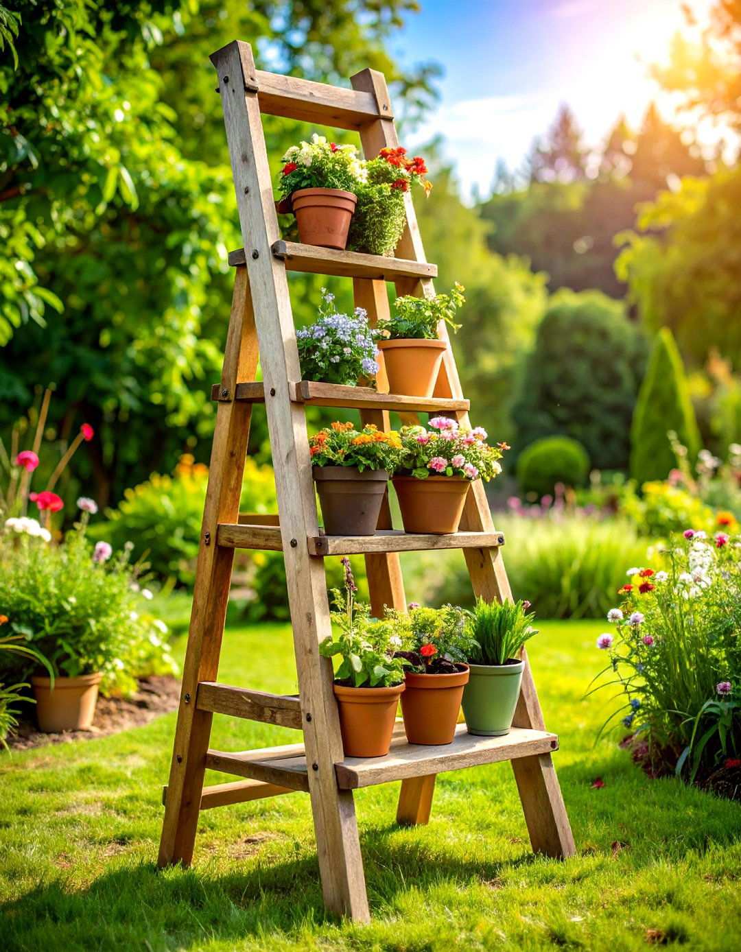 Step Ladder Plant Stands - 24 Outdoor Plant Stand Ideas