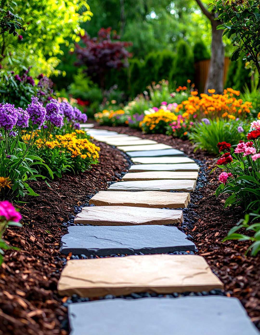 Stepping Stone Mulch Combinations - 24 Mulch Pathway Ideas