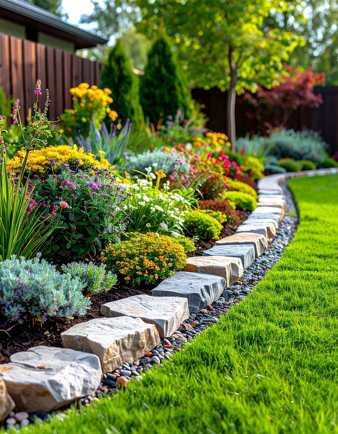 Stone Border Edging Systems - 24 Rustic Landscaping Ideas