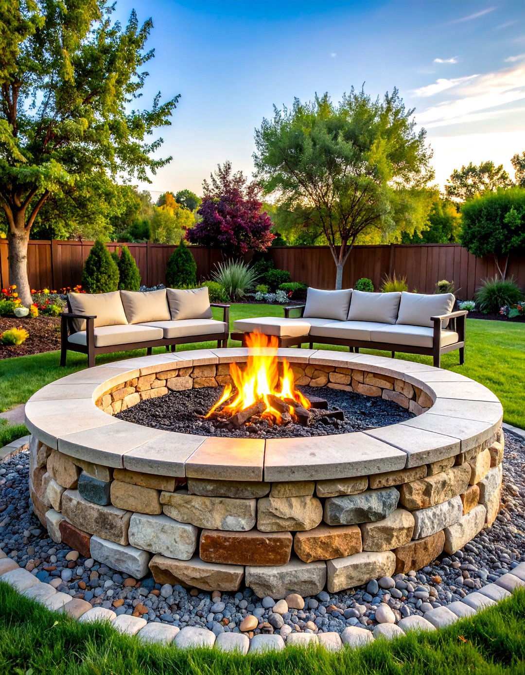 Stone Fire Pit Circle Designs - 24 Rustic Landscaping Ideas