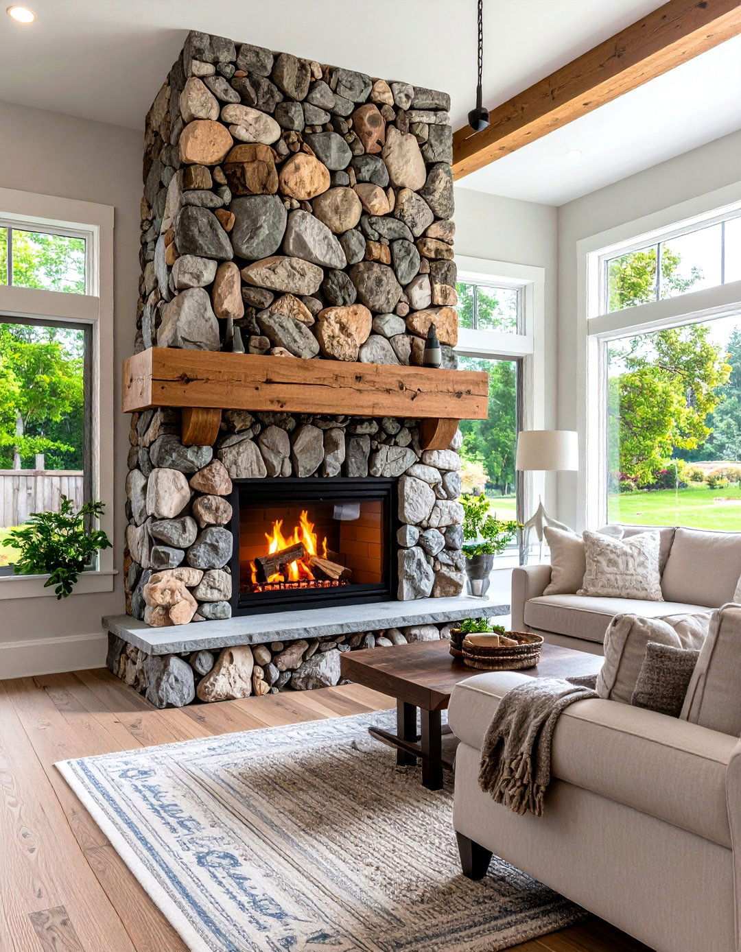 Stone Fireplace Centerpieces - 24 Western Living Room Ideas