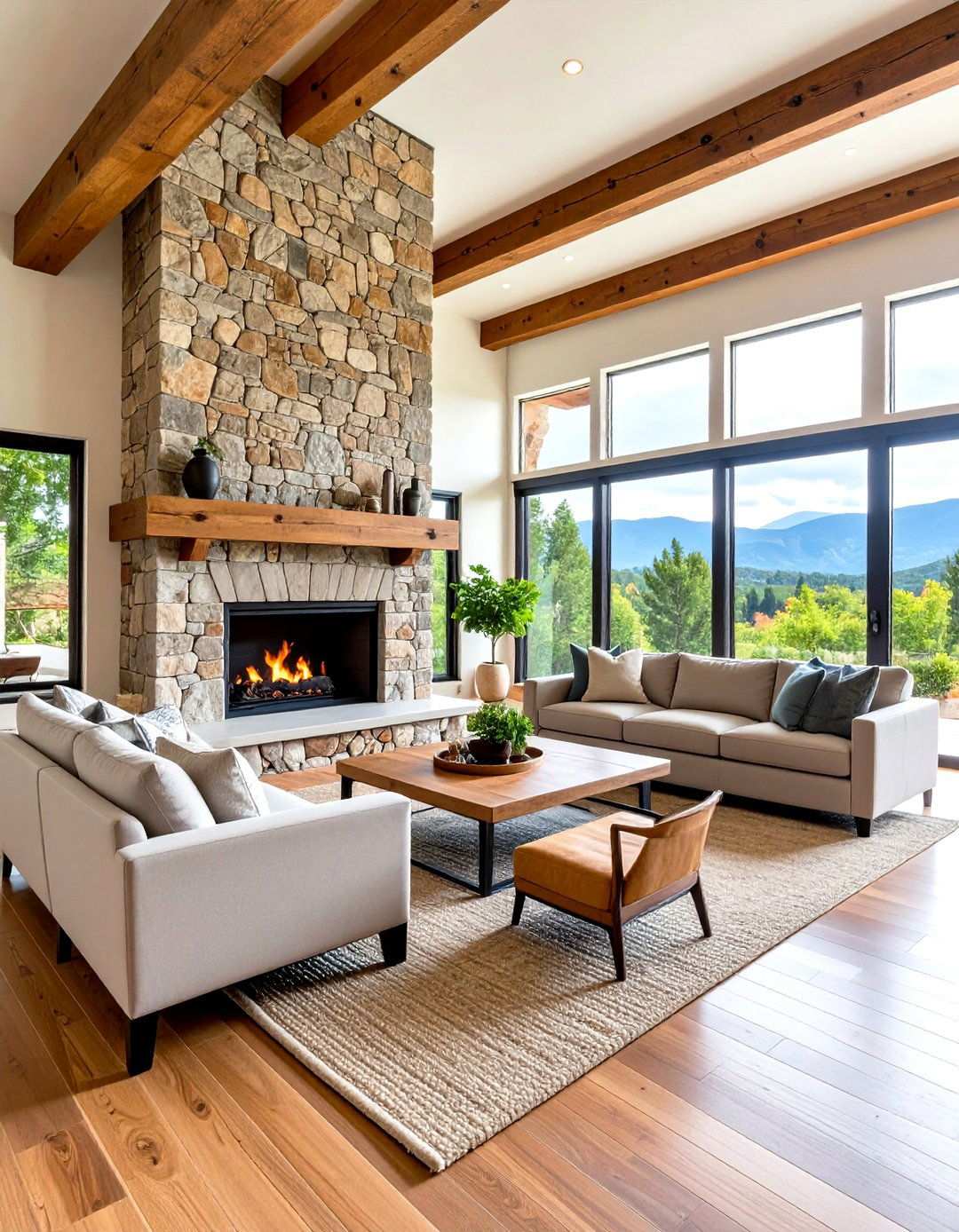 Stone Fireplace Great Room - 24 Mediterranean Interior Design Ideas