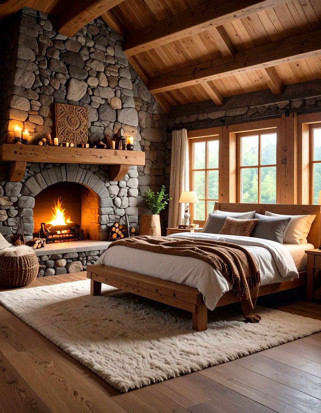 Stone Hearth Viking Bedroom - 24 Viking Bedroom Ideas
