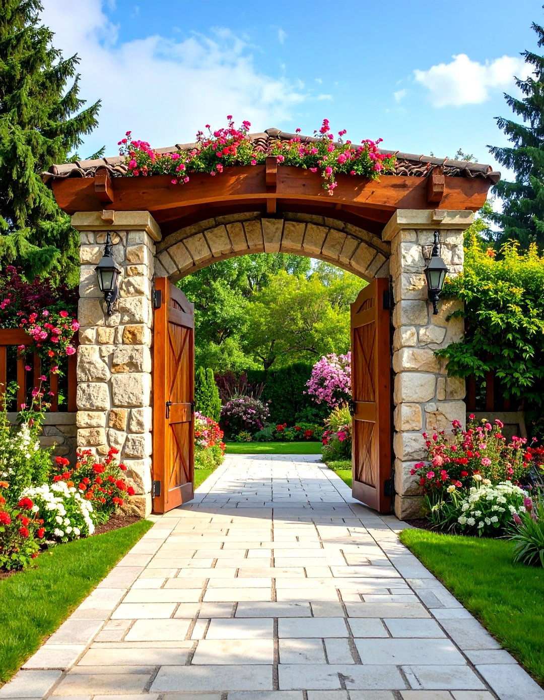 Stone Pillar Gateway - 24 Japanese Garden Gate Design Ideas
