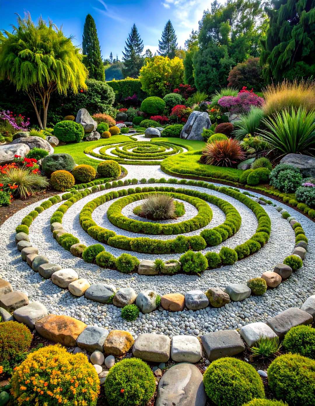 Stone Spiral Rock Gardens - 24 Spiral Garden Design Ideas