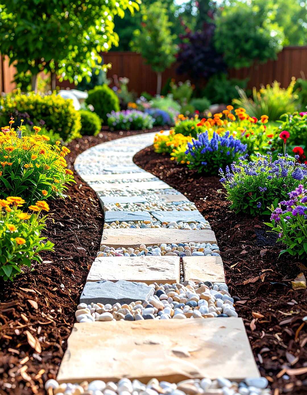 Stone Veneer Mulch Edging with Formal Garden Appeal - 24 Mulch Edging Ideas