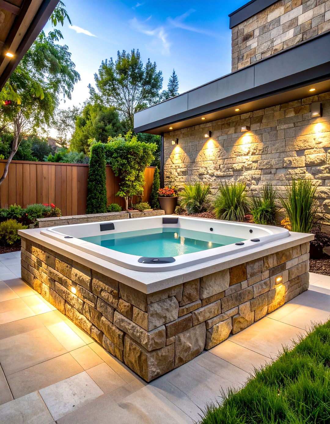 Stone Wall Privacy Enclosure - 24 Hot Tub Enclosure Ideas