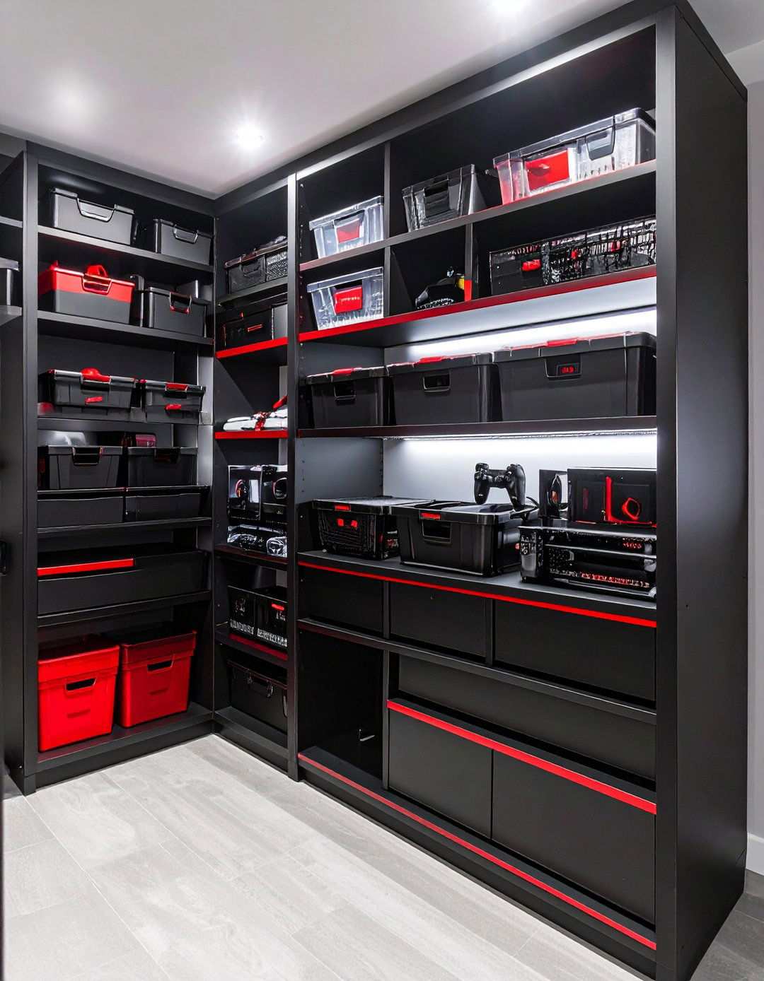 Storage and Organization Solutions - 24 Red and Black Gaming Setup Ideas