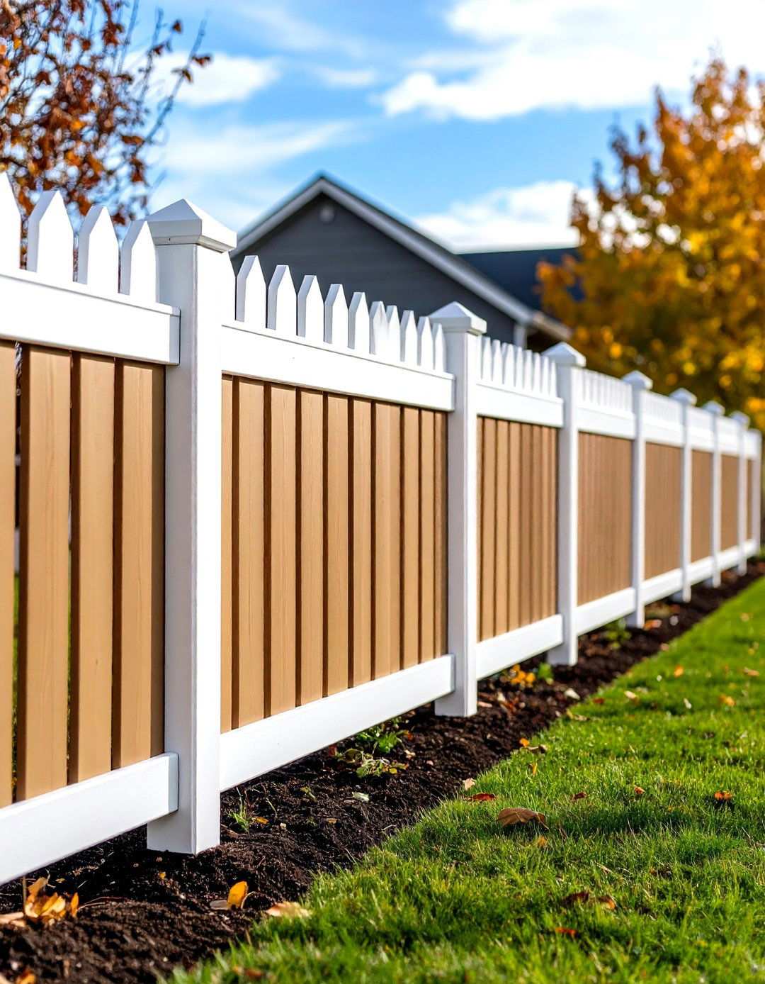 Striking Two Tone White and Tan Combination - 24 Vinyl Fence Colors