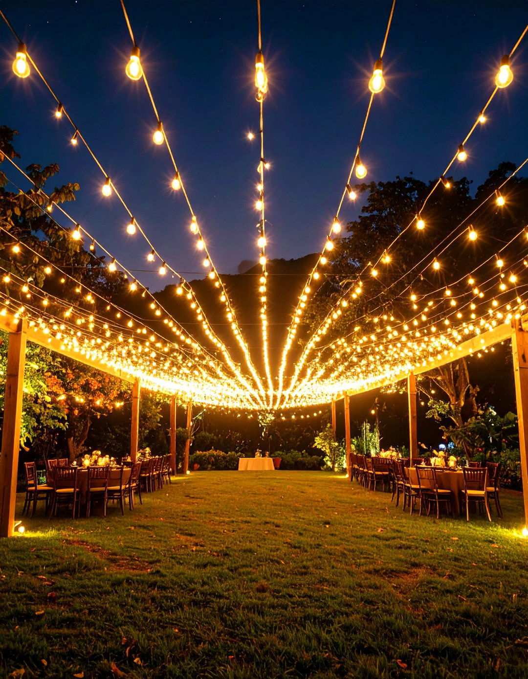 String Light Canopy Magic - 24 Wedding Backdrop Ideas