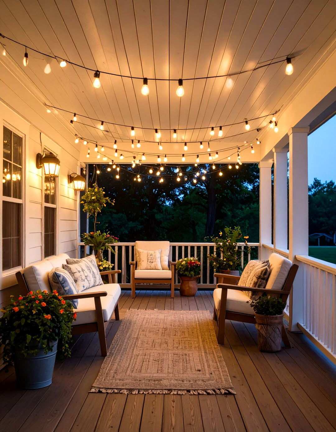 String Light Magic Ambiance - 24 Rustic Front Porch Ideas