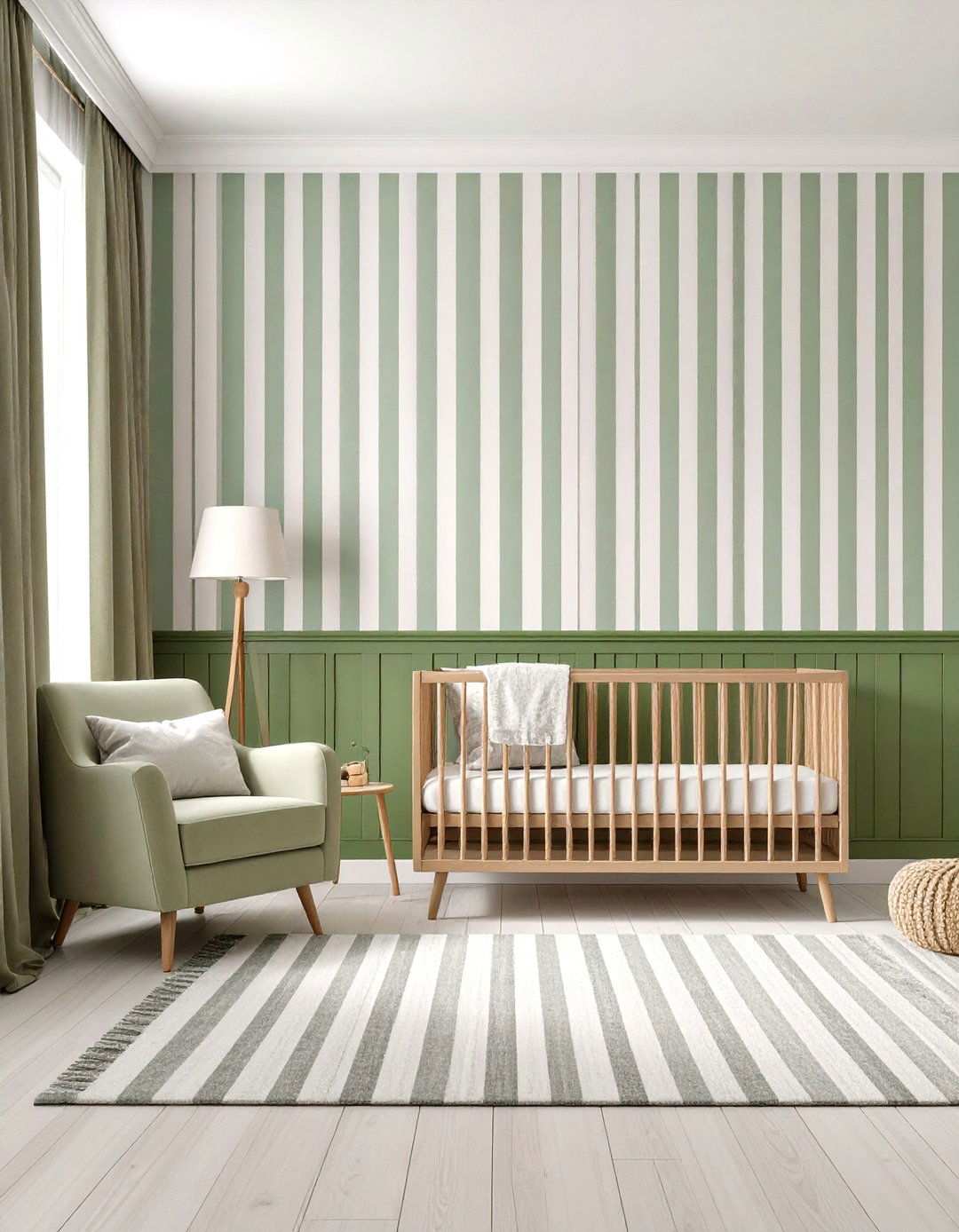 Stripe Accent Design - 24 Sage Green Nursery Ideas