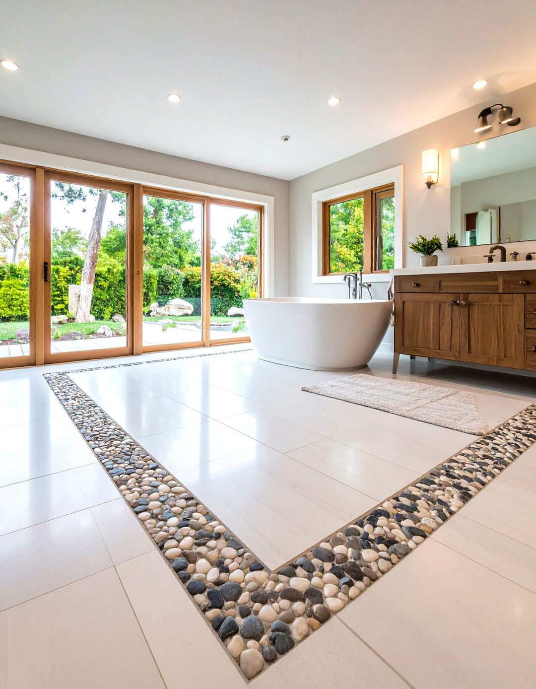 Striped Border Pattern Layout - 24 Penny Tile Bathroom Floor Ideas