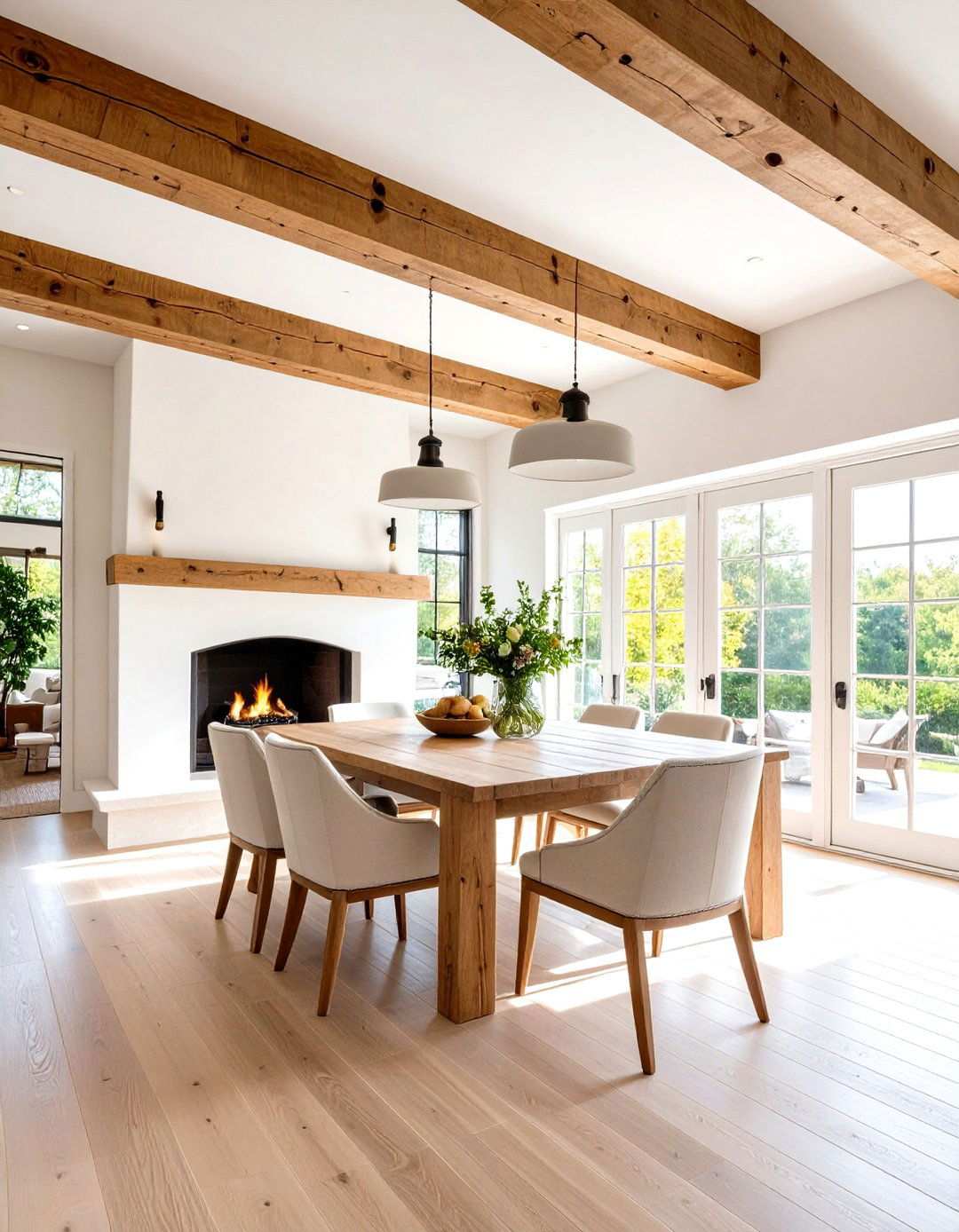 Stucco and Beam Ceiling Fireplace - 24 Spanish Style Fireplace Ideas