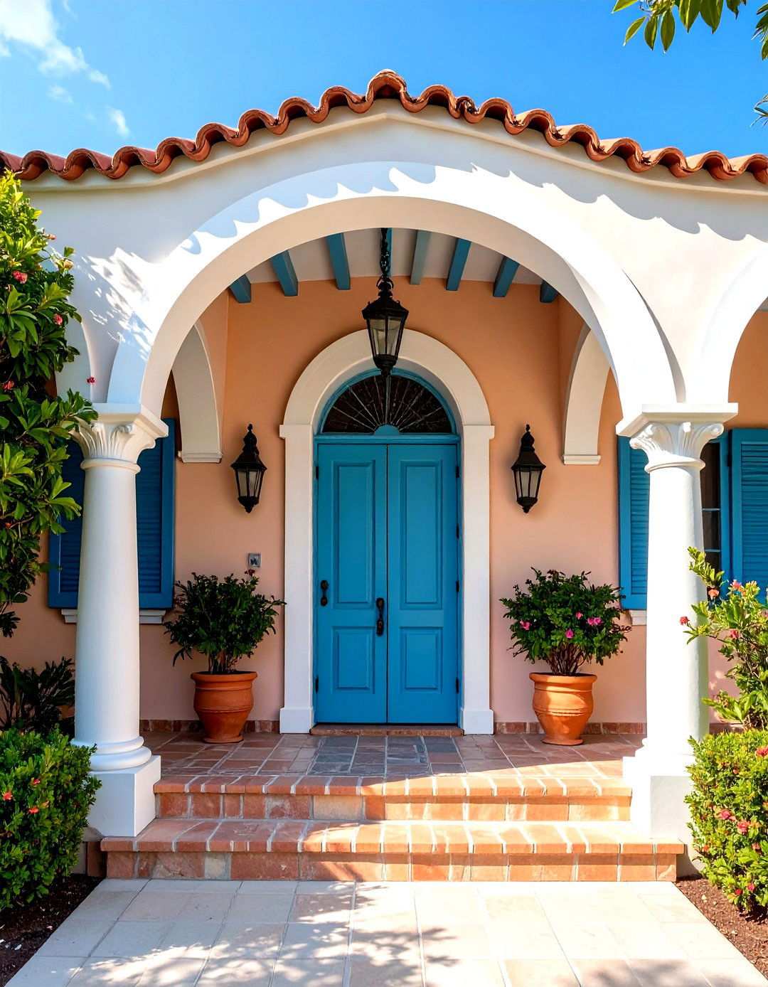 Stucco Archway Entry Porch - 24 spanish style front porch ideas