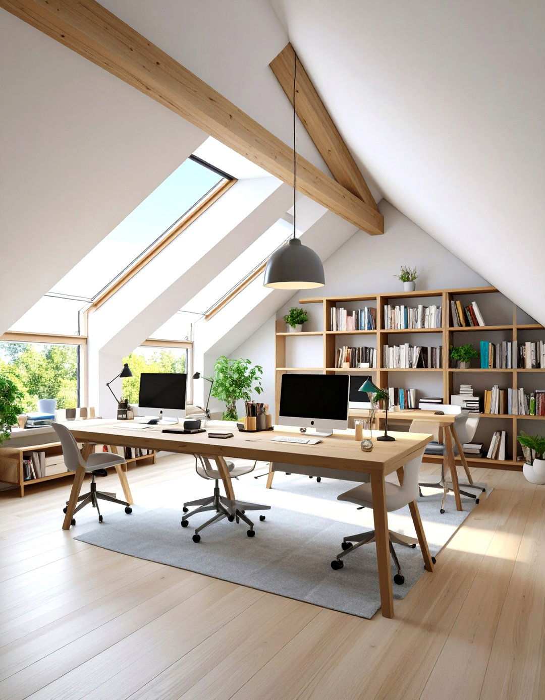 Study Area with Custom Desk - 24 Low Ceiling Small Attic Room Ideas