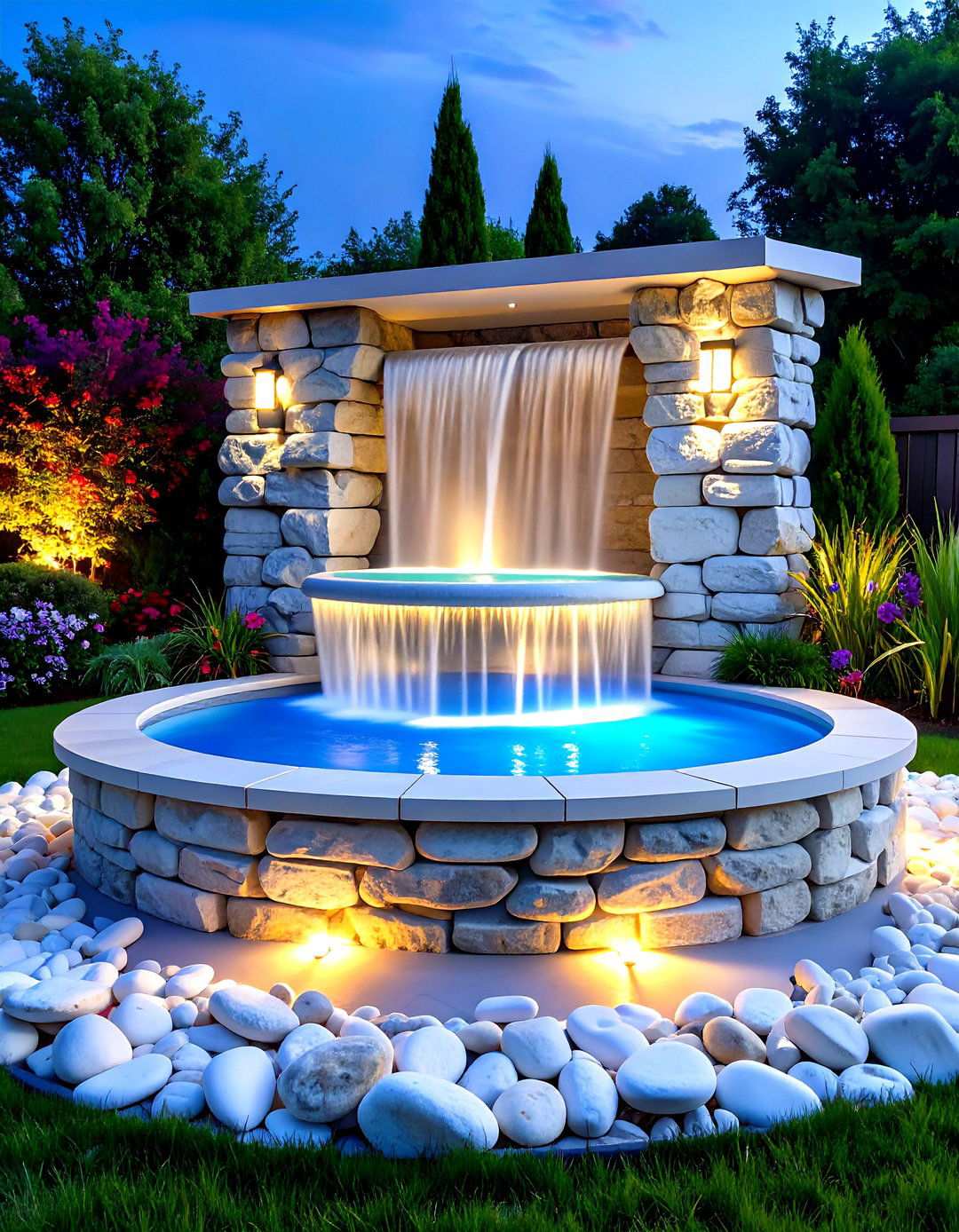 Stunning Water Feature Accents - 24 White Rock Landscaping Ideas