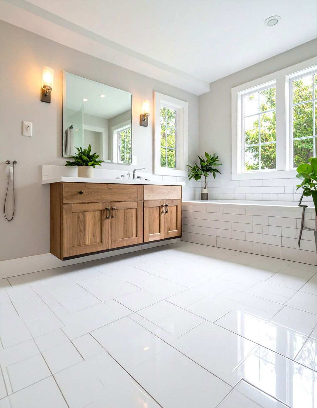 Subway Tile Floor Layout - 24 Small Bathroom Flooring Ideas