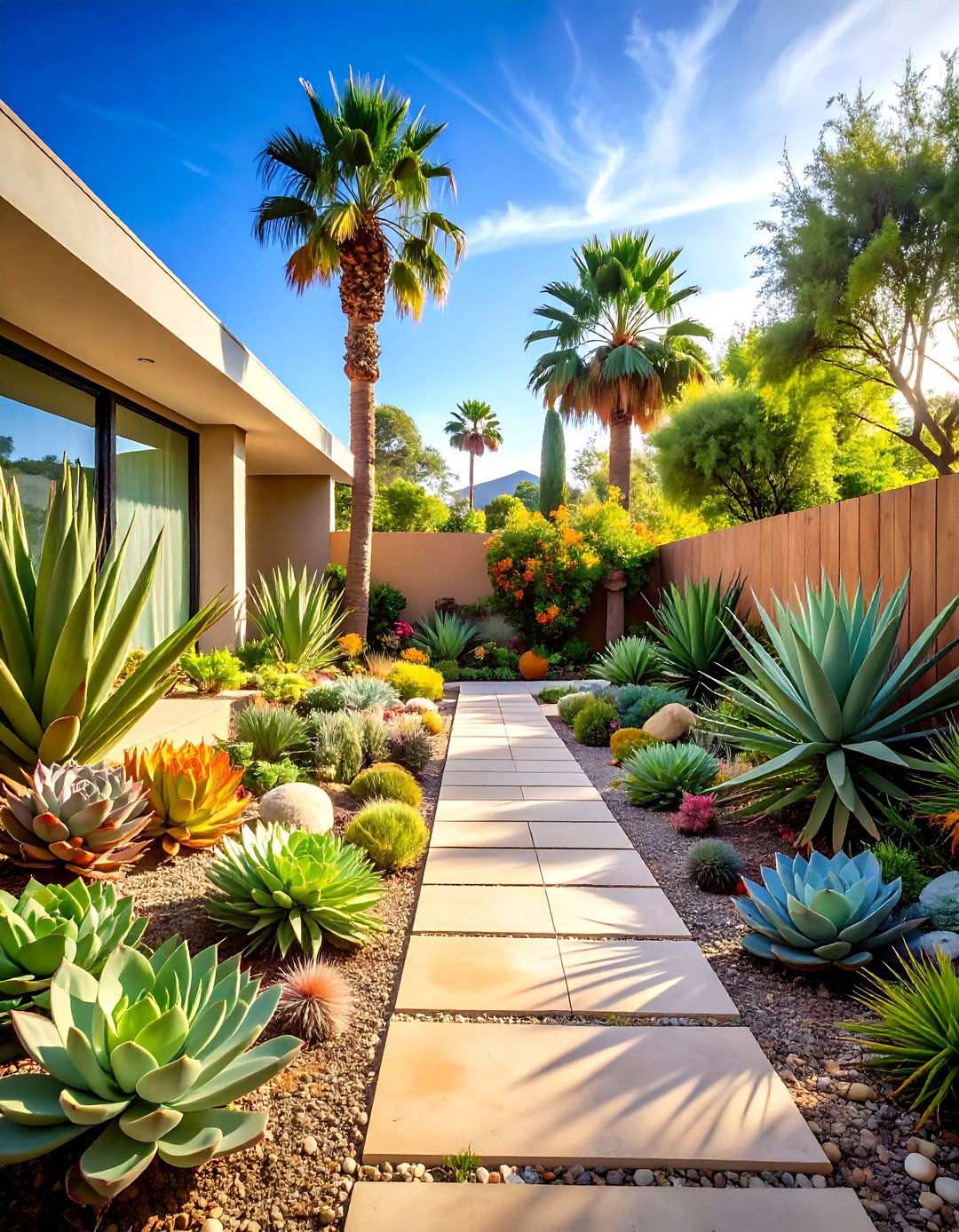 Succulent Garden Border Plantings - 24 Mid-century Modern Patio Ideas