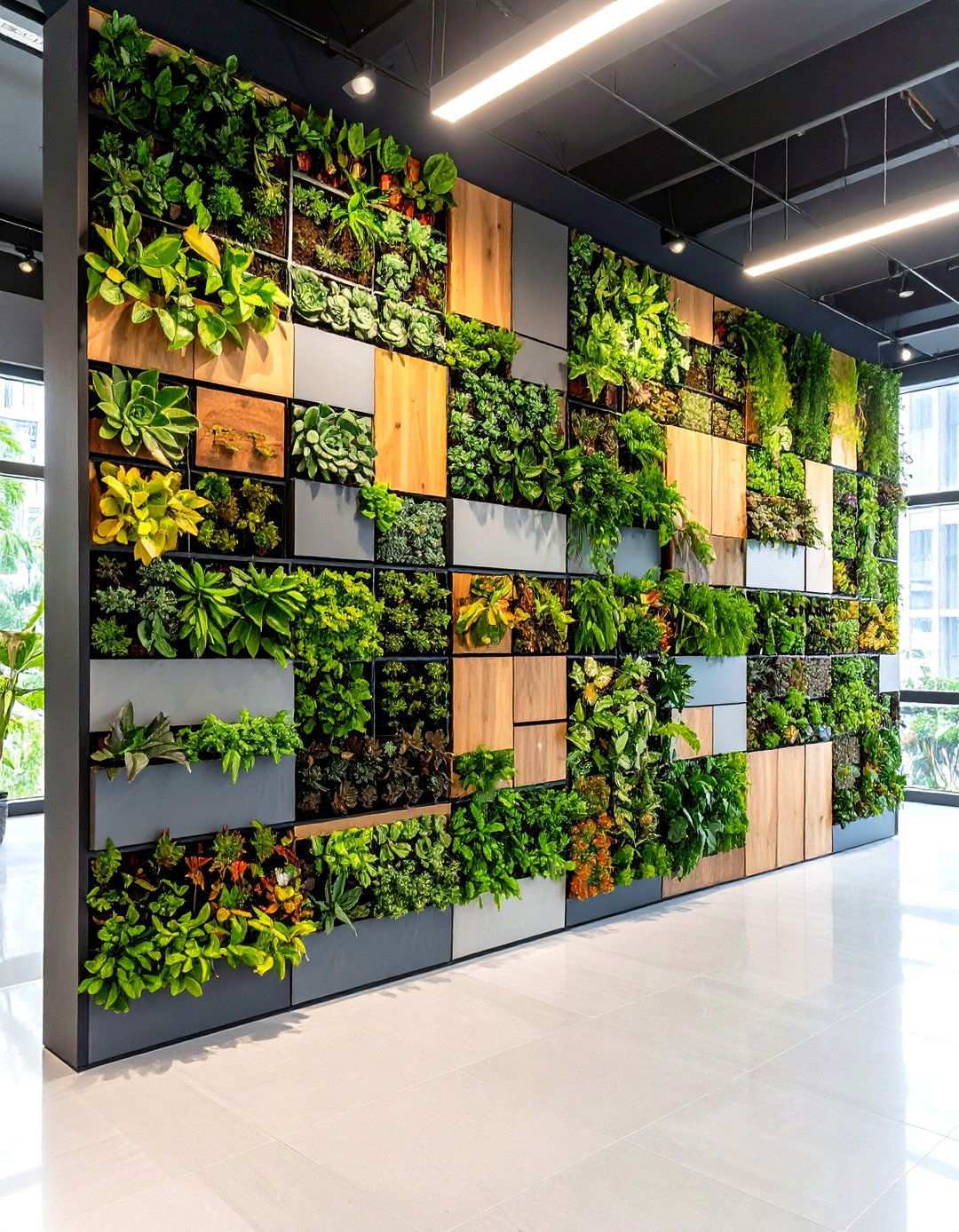 Succulent Living Wall Features - 24 Office Wall Decor Ideas