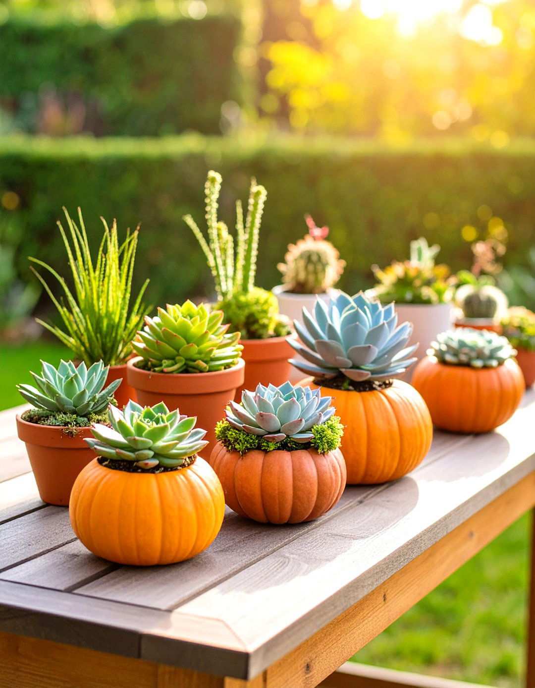 Succulent Pumpkin Garden Display - 24 Pumpkin Decor Ideas