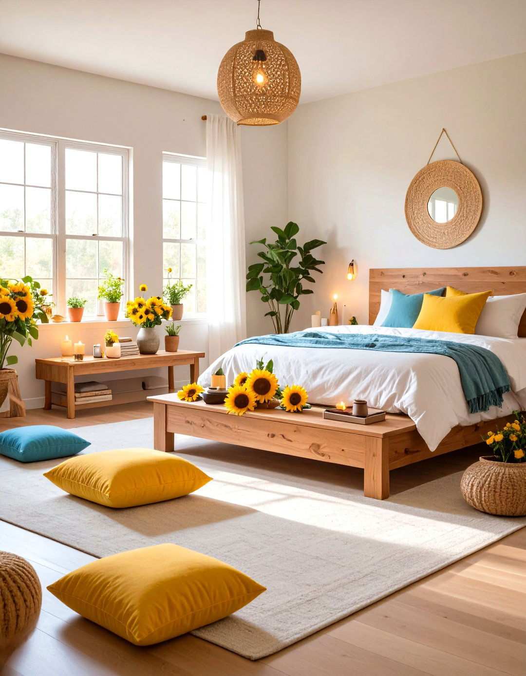 Sunflower Meditation Bedroom Sanctuary - 24 Sunflower Bedroom Ideas