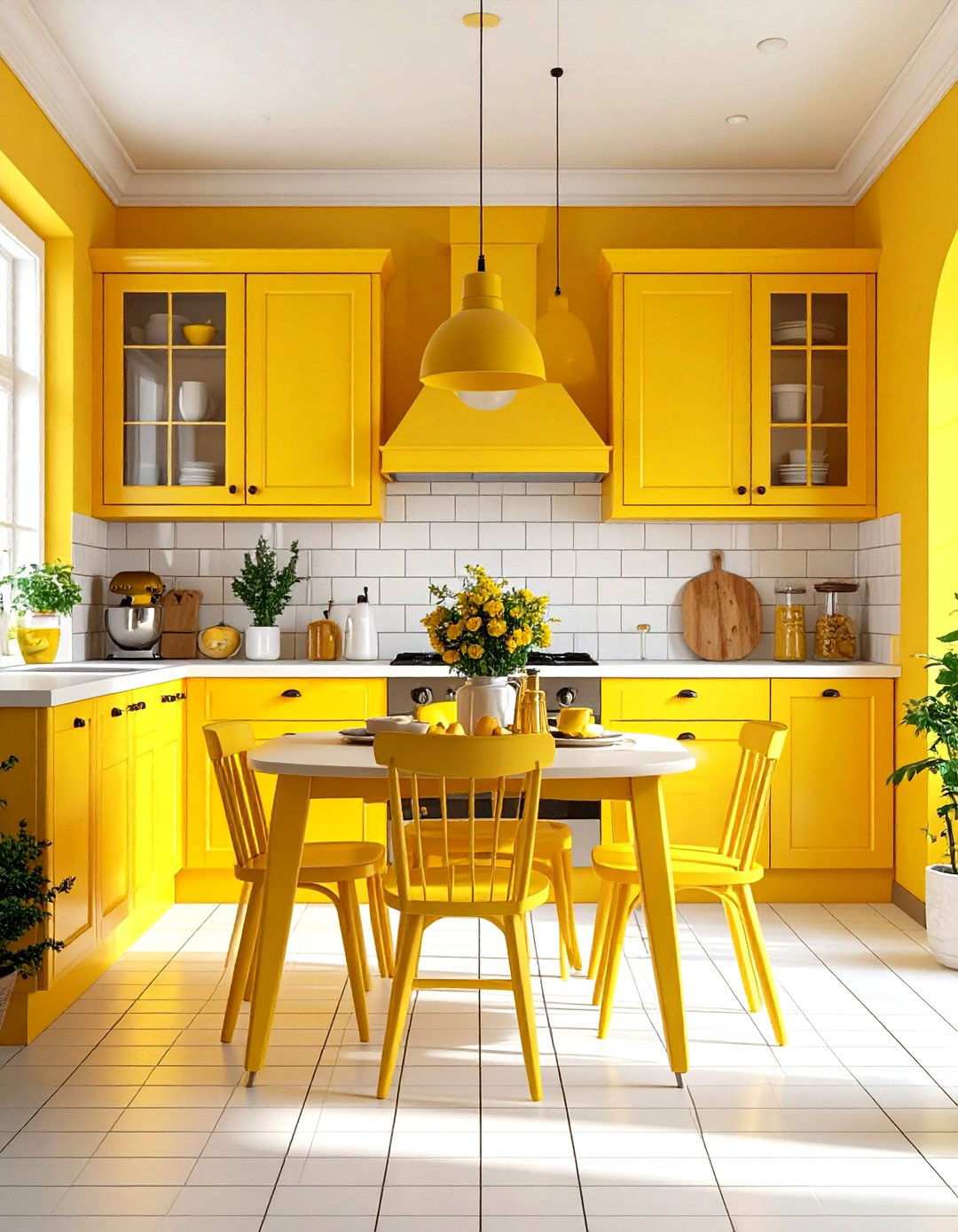 Sunny Yellow Breakfast Nook Kitchen - 24 Vintage Kitchen Ideas