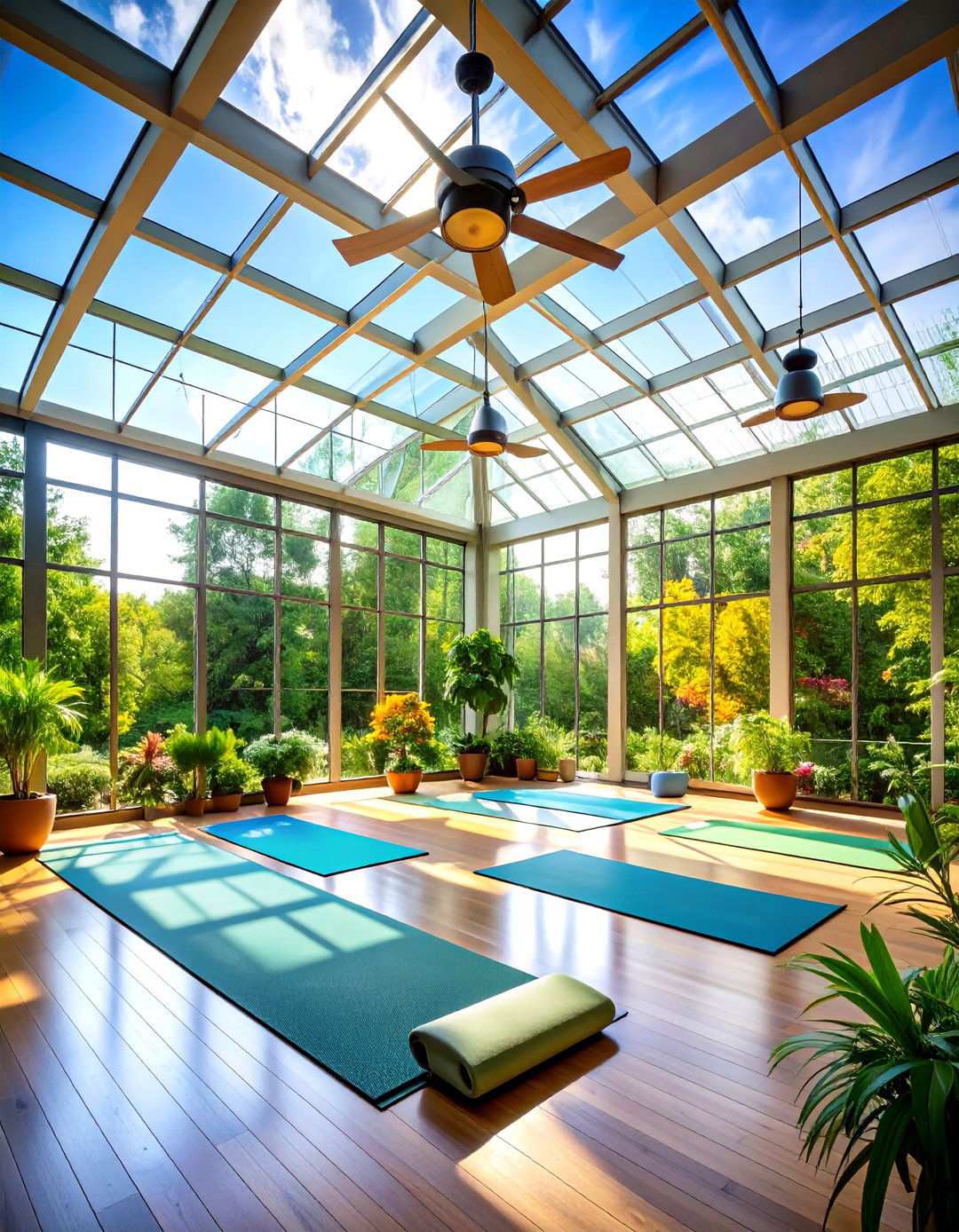 Sunroom Natural Light Yoga Studio - 24 Small Home Gym Ideas