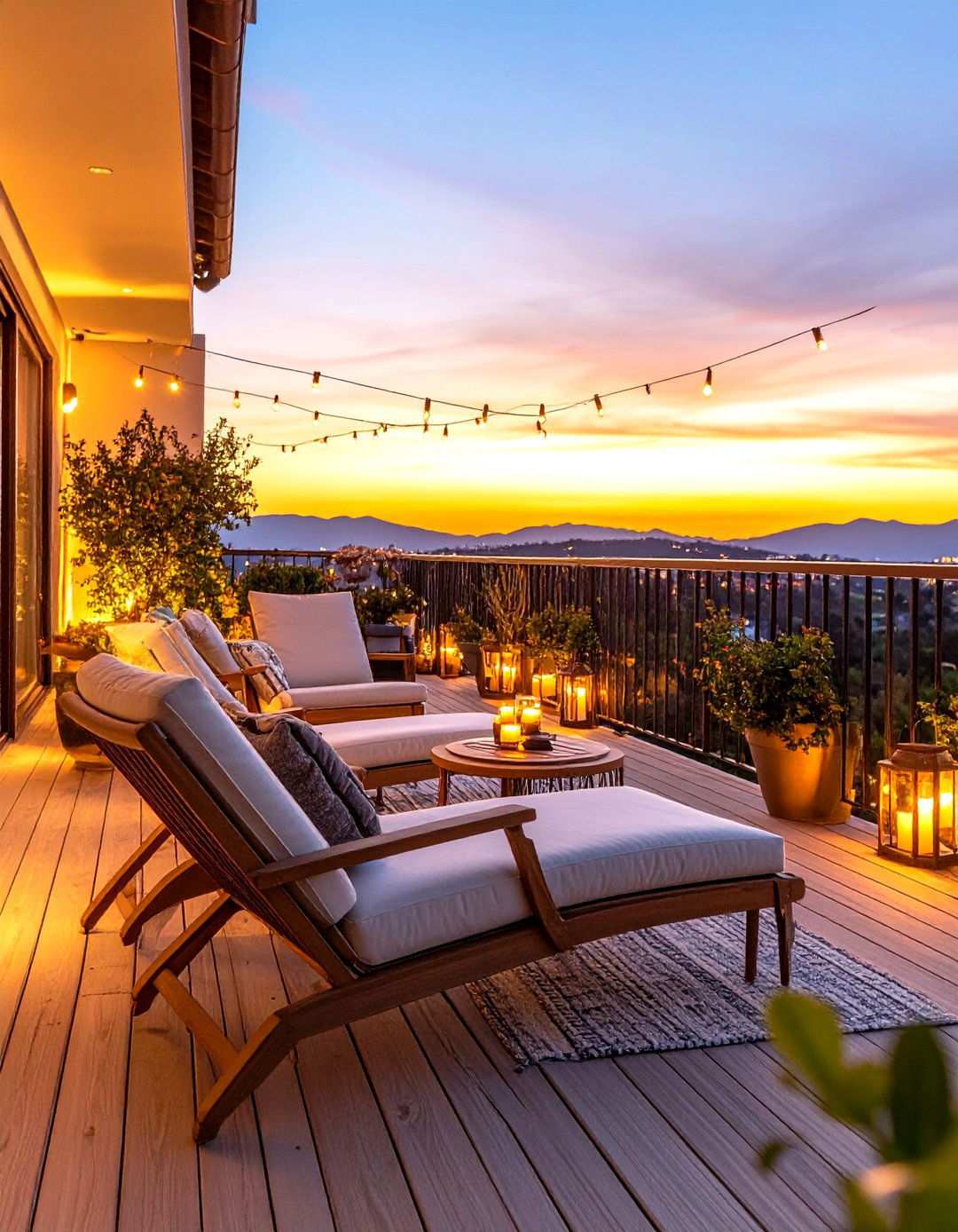 Sunset Lounge Retreat - 24 Large Balcony Ideas