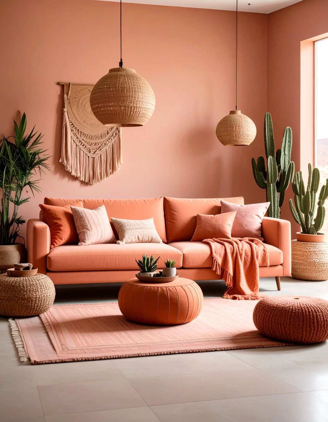 Sunset Pink Couch in Desert Modern Aesthetic - 24 Pink Couch Living Room Ideas