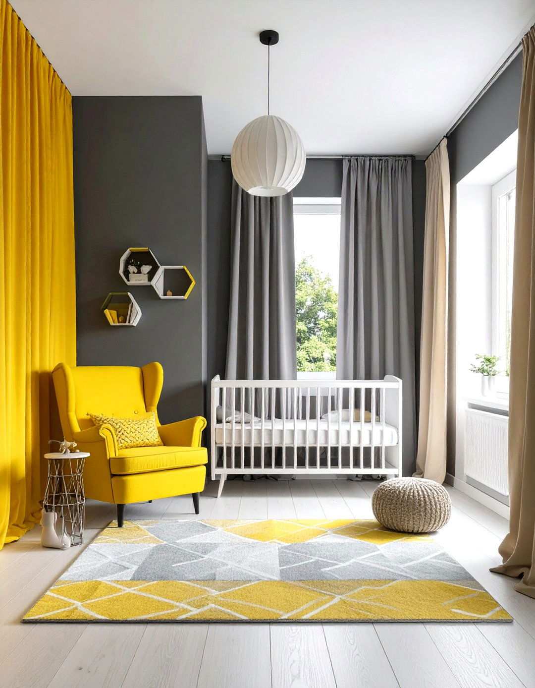 Sunshine and Gray Modern Nursery - 24 Yellow Nursery Ideas