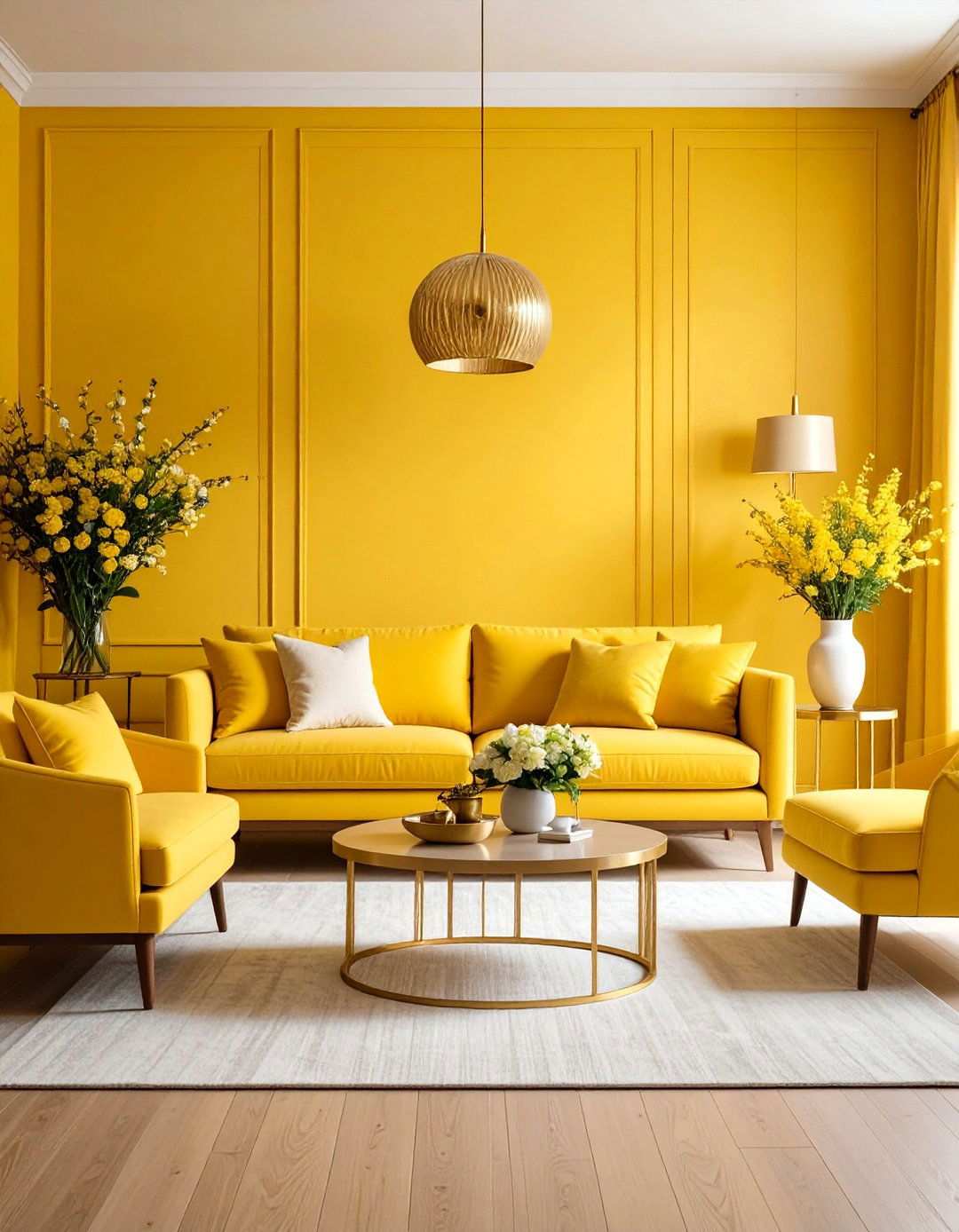 Sunshine Yellow Cheerful Living Room - 24 Monochromatic Living Room Ideas